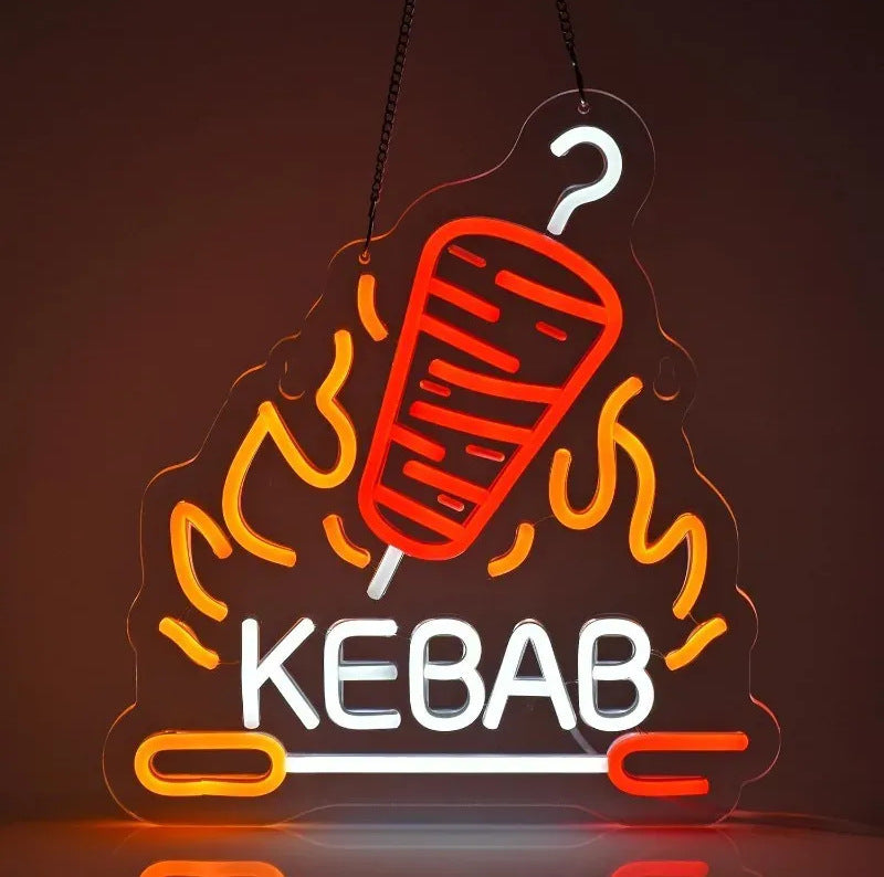 LED Neon Light Hamburger Fries Sushi Shape Sign for Home Bar Decoration