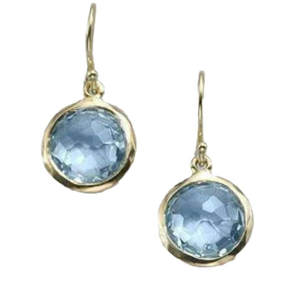 Cross-border Fashion Gold Inlaid Sea Blue Crystal Earrings Simple All-match Retro Style Distinctive Ear Hook