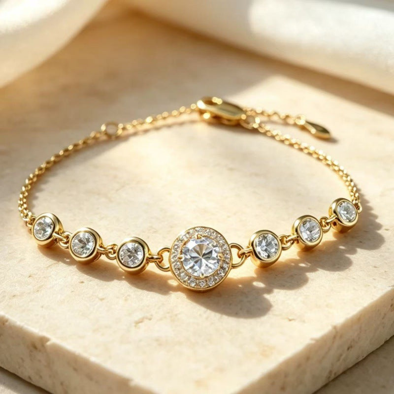 Women's S925 Silver Birthstone Bracelet with Natural Gemstones Gold Plated