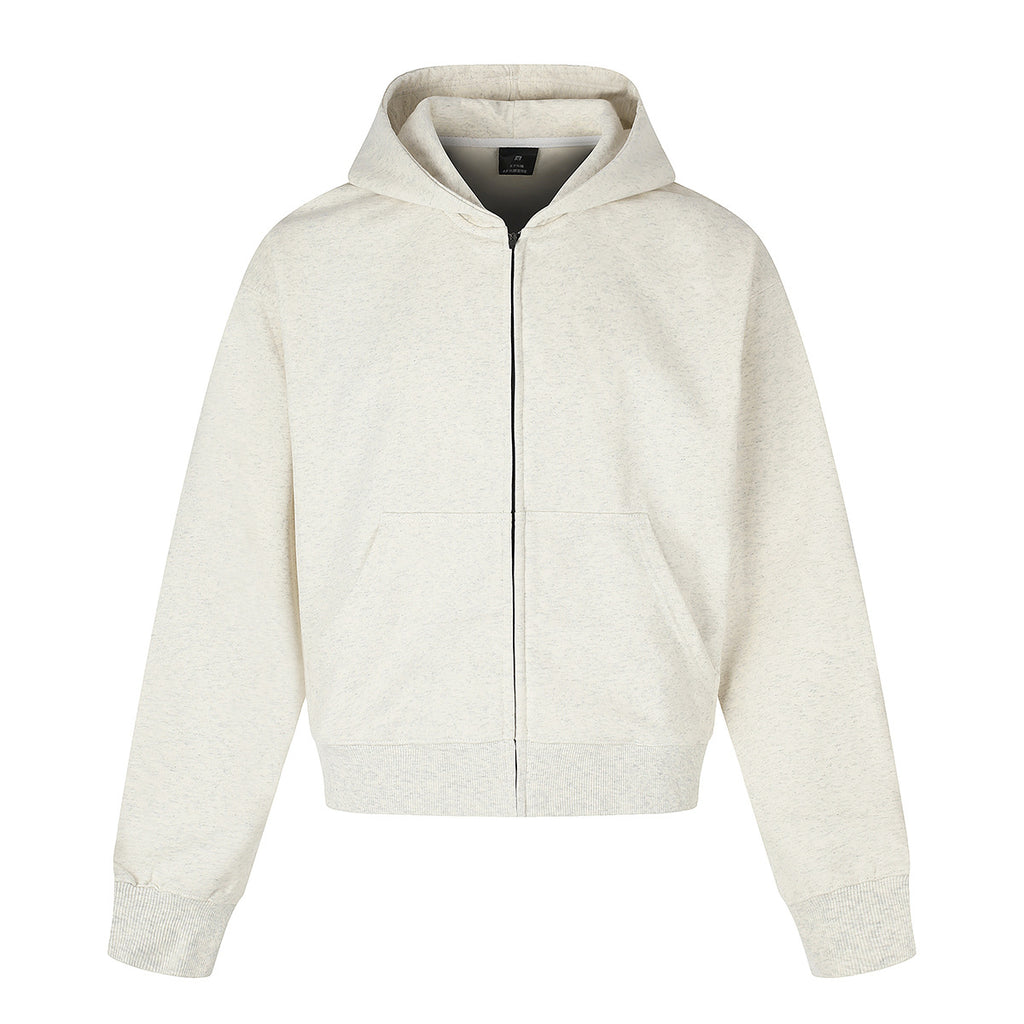 Retro Short Zip-Up Hoodie Solid Color Loose Fit Casual Jacket for Adults teemdrop