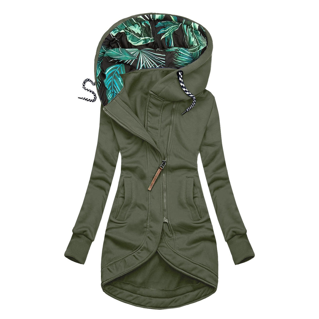 Solid-color fashionable hoodie with zipper