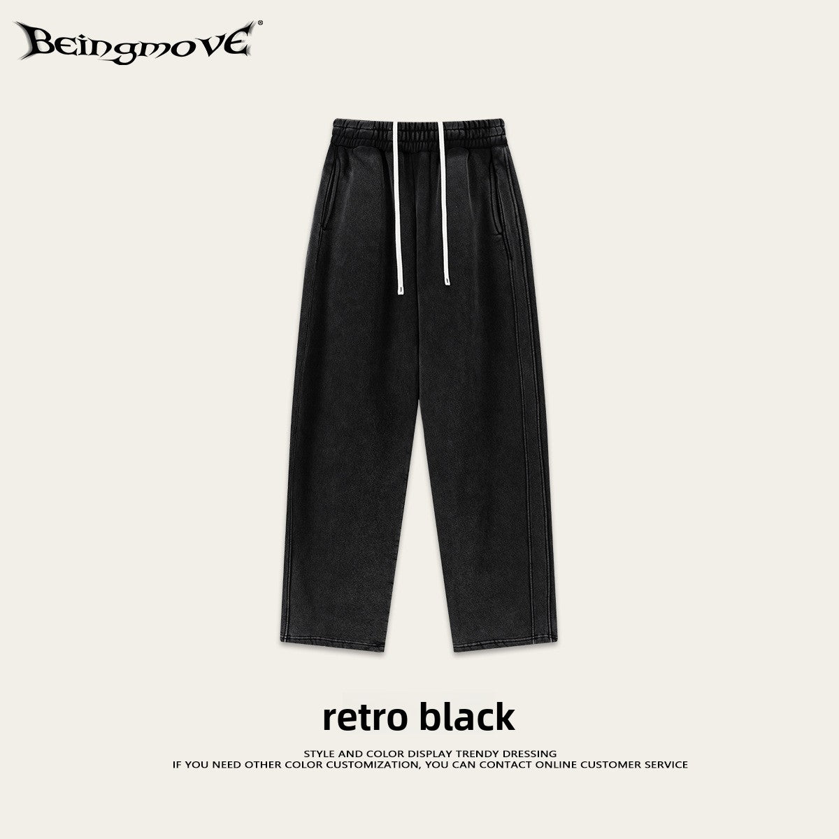 Retro Washed 400g Fleece Lined Curved Cut Straight Leg Sweatpants for Men teemdrop