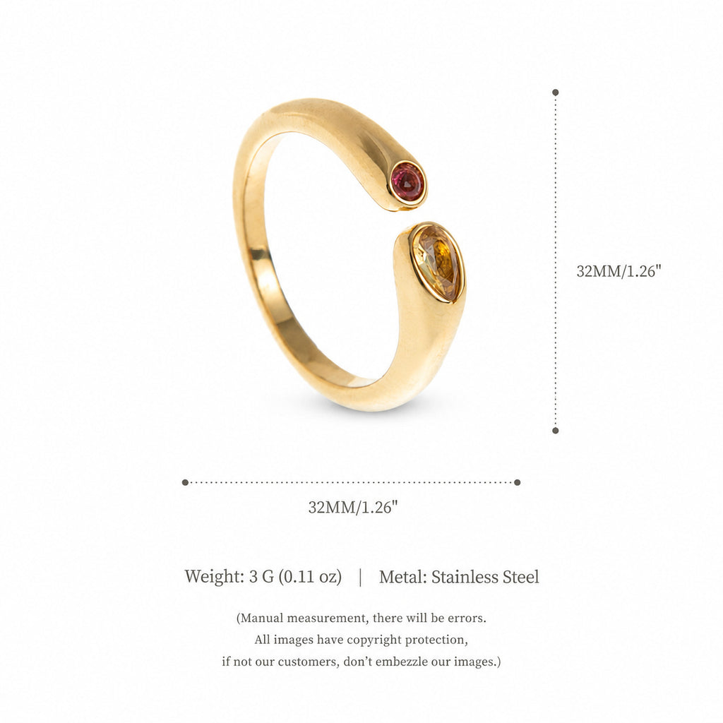 Plated Titanium Steel Adjustable Birthstone Ring Unisex Geometric Retro Jewelry teemdrop
