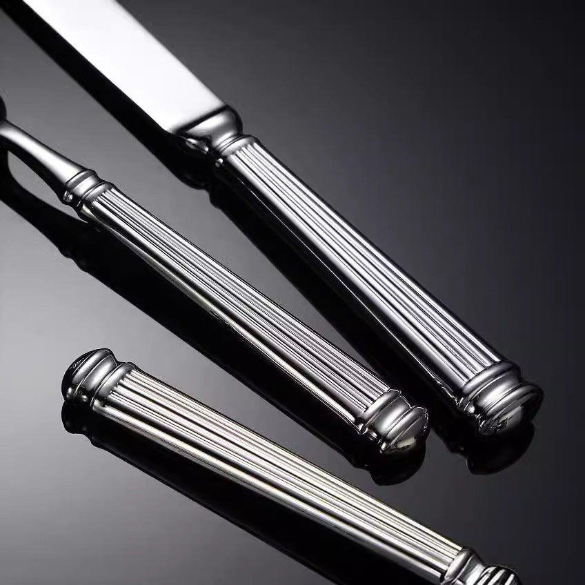 Stainless Steel Western Tableware Knife Fork Spoon Roman Column Design