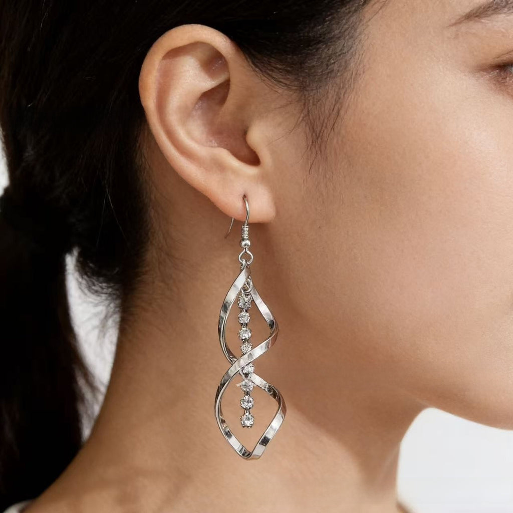 Creative Spiral Design Alloy Pendant Earrings for Women Elegant Fashion Jewelry