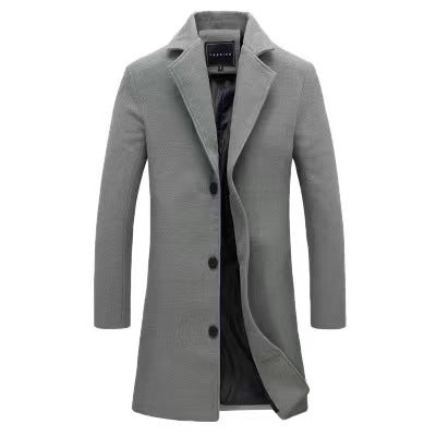 Men Slim Fit Cotton Blend Mid-Length Lapel Coat teemdrop