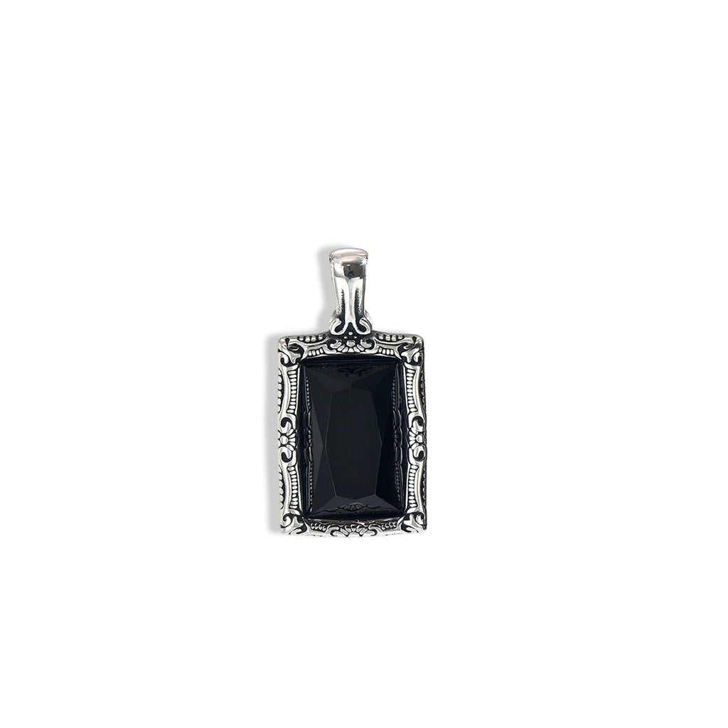 Retro Carved Black Gemstone Hip-Hop Necklace