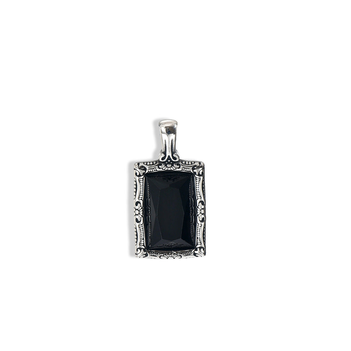Retro Carved Black Gemstone Hip-Hop Necklace