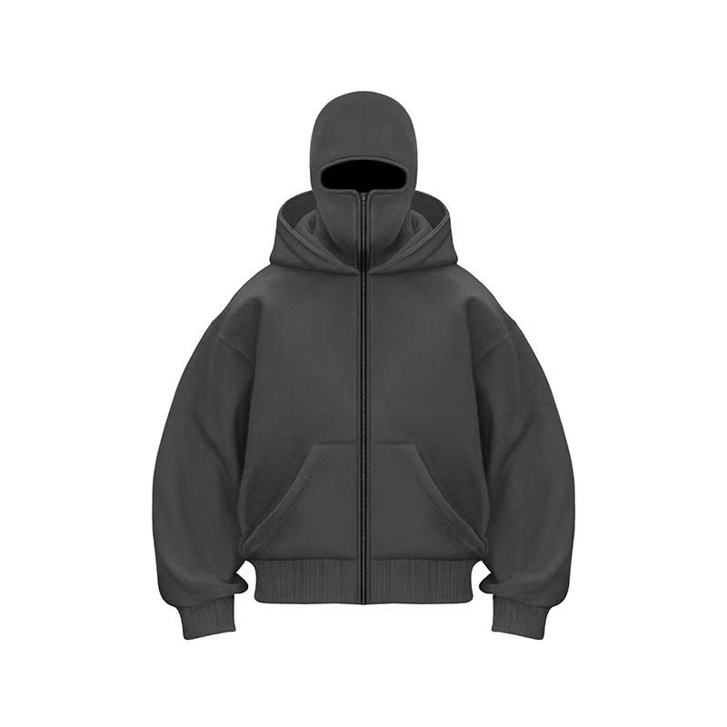 Loose Fit Fleece Lined Hooded Sweatshirt Autumn Winter Y2K Zipper Sweater teemdrop