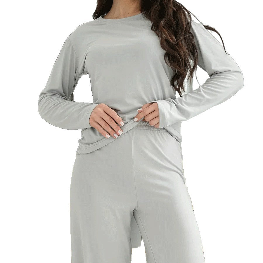 Women Solid Color Long Sleeve Pajama