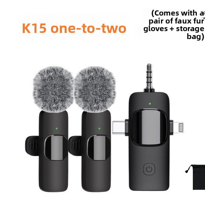 K15 3-in-1 Universal Wireless Lavalier Microphone with Noise Reduction for Live Streaming and Recording teemdrop