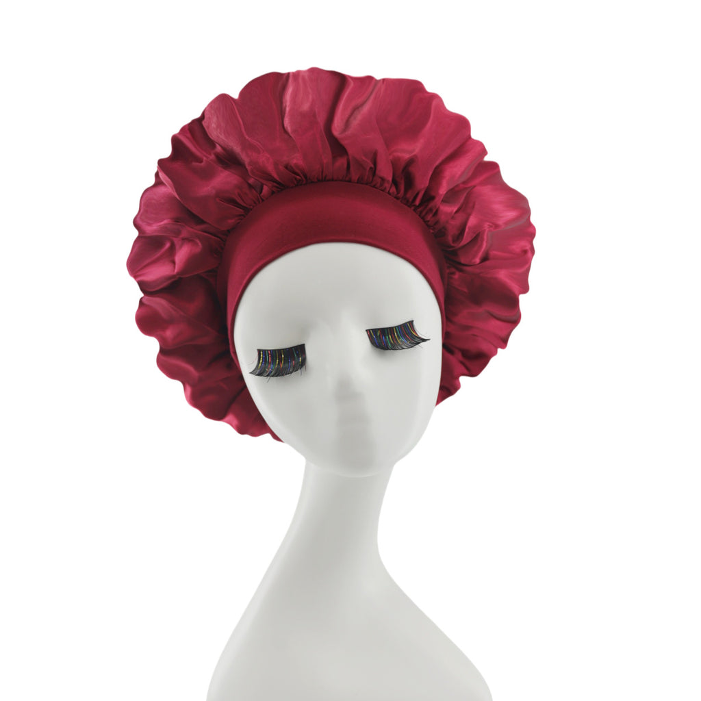 Lace-lined wide-brimmed elasticated hat