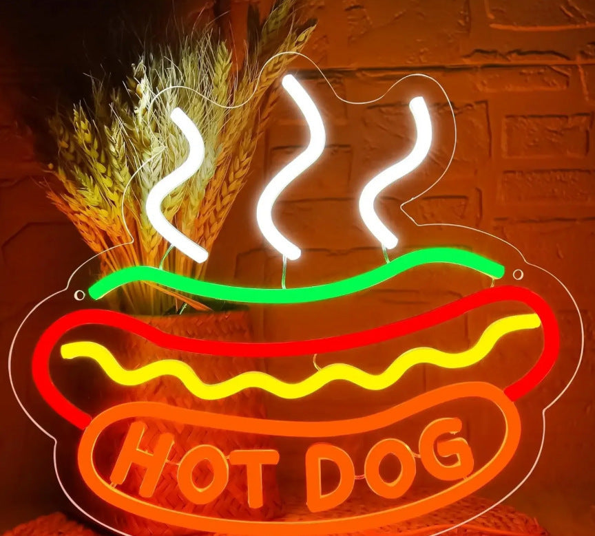 LED Neon Light Hamburger Fries Sushi Shape Sign for Home Bar Decoration