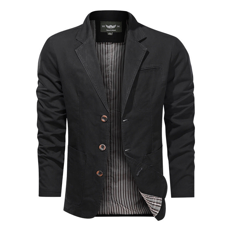 Men's Retro Solid Color Loose Fit Casual Business Jacket teemdrop