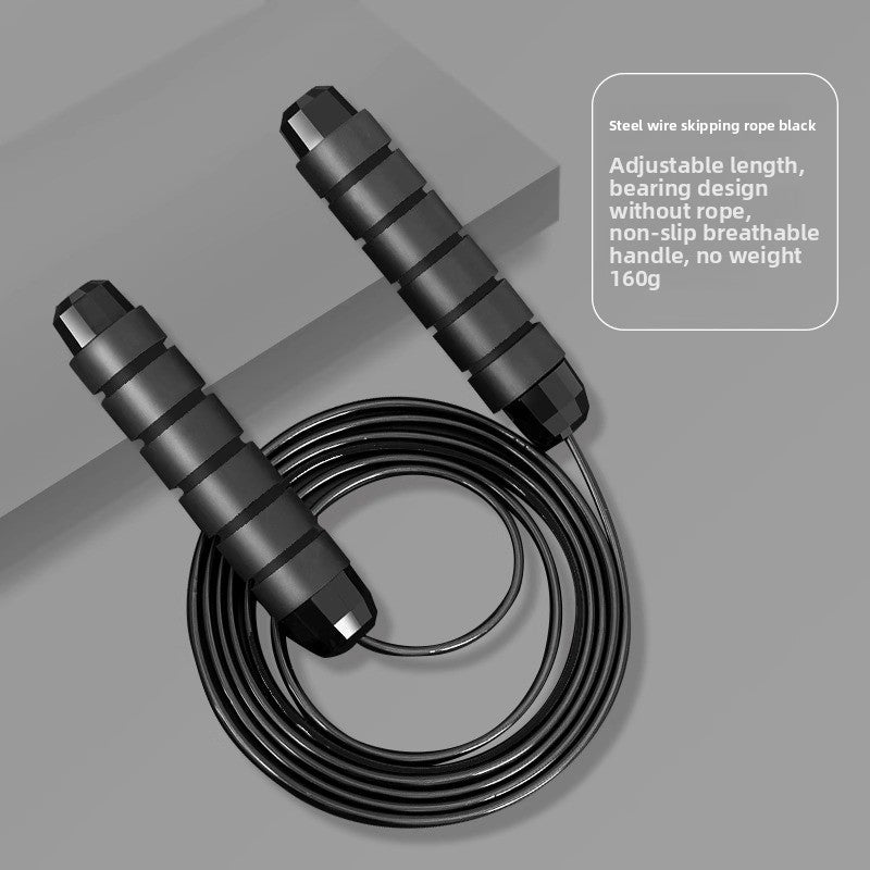 Adjustable Length Steel Wire Skipping Rope with Bearing System for Fitness Training