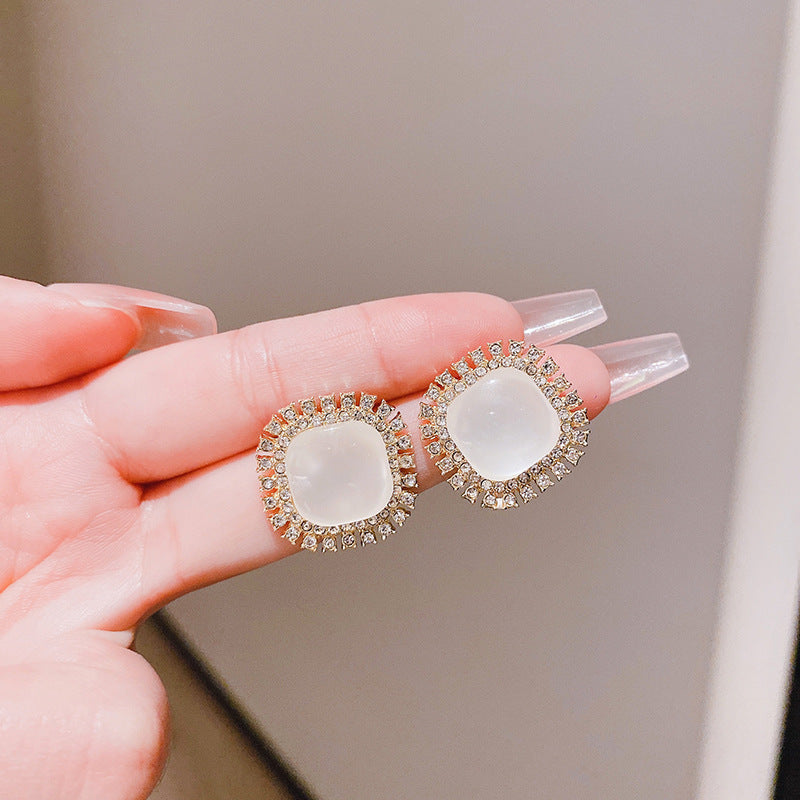 Geometric Cat Eye Stone Women's Earrings
