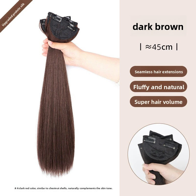 Women's Three-Piece Clip-In Long Straight Wig Piece teemdrop