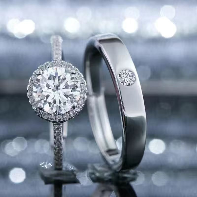 Adjustable Square Diamond Couple Rings Korean Style