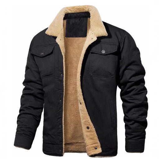 Men's Thickened Fleece Lined Cotton Work Jacket teemdrop