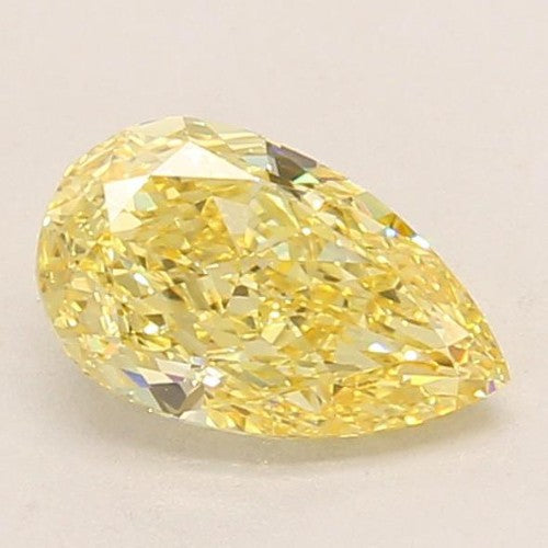 Waterdrop-shaped yellow colored diamond, natural diamond