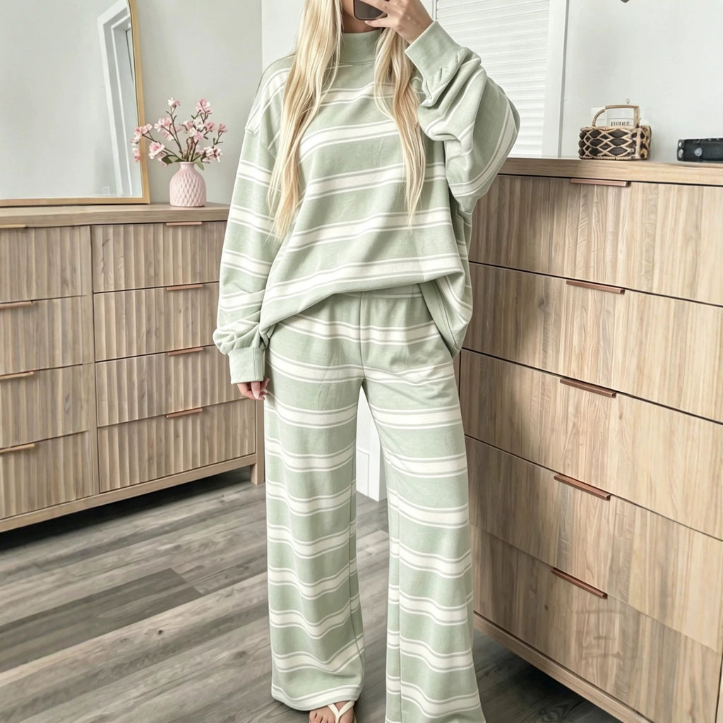 Striped fashion casual simple ladies suit teemdrop