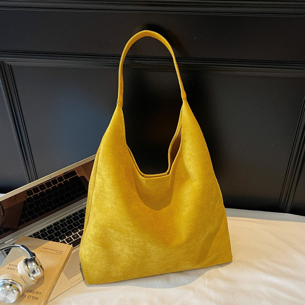 Retro Frosted Solid Color Large-Capacity Single Shoulder Bag
