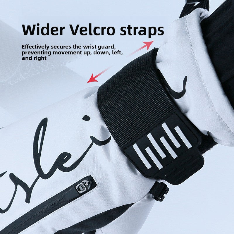 Built-in wrist guard snowboard gloves