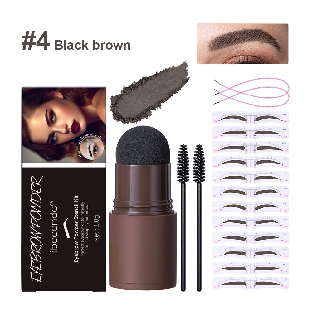 Head-Mounted Eyebrow Stamp Kit, Waterproof Long-Lasting Eyebrow Powder with Contouring Powder, Instant Natural Brow Shaper teemdrop