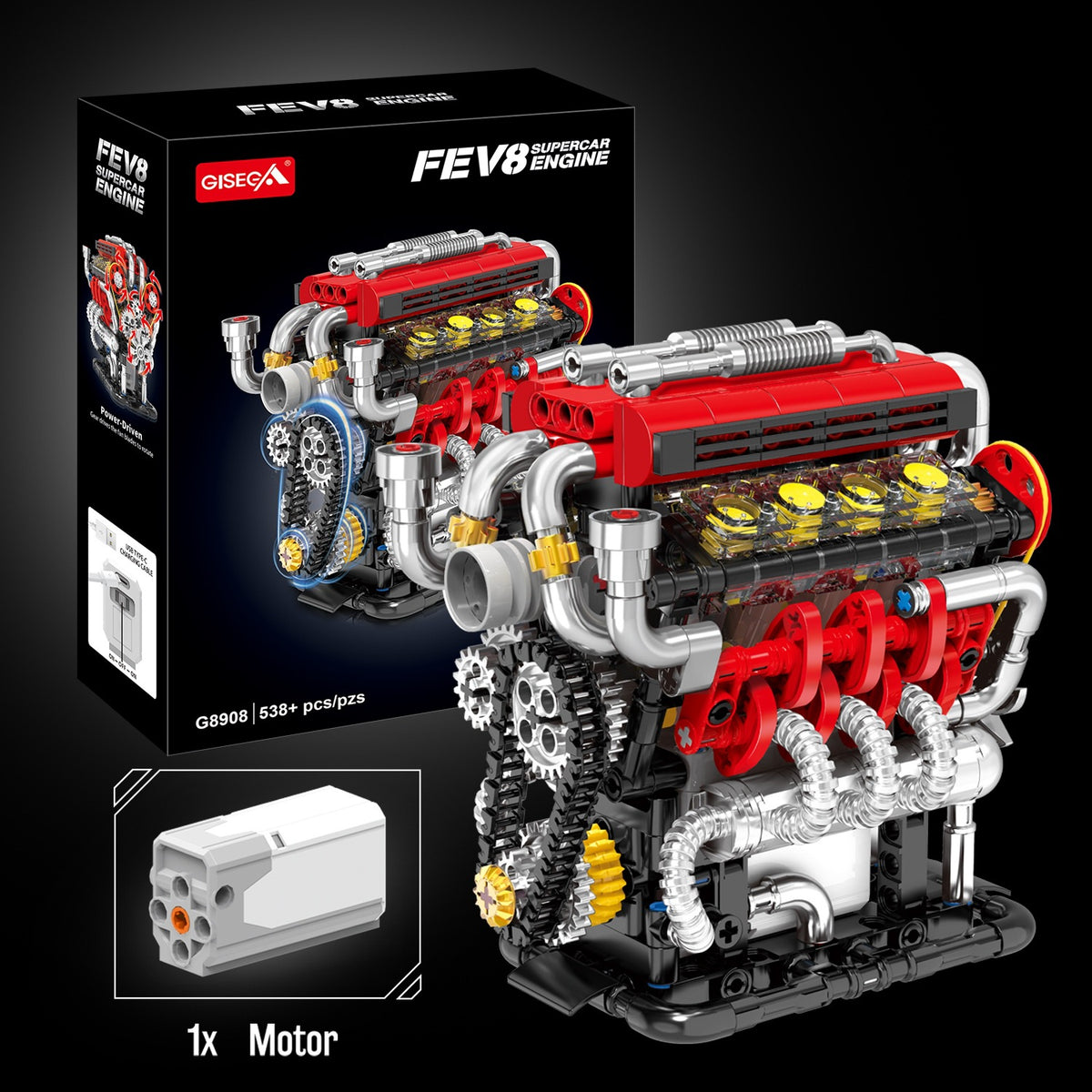 V8 Engine Model Assembly Building Block Toy