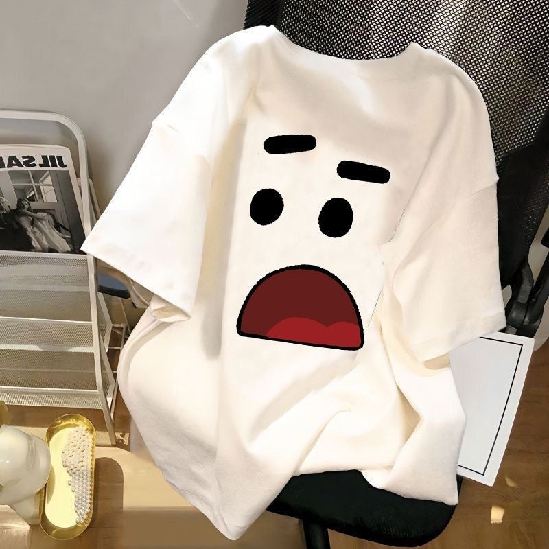 Unisex Ice Silk Short Sleeve T-Shirt Loose Fit Anime Print Summer Top teemdrop