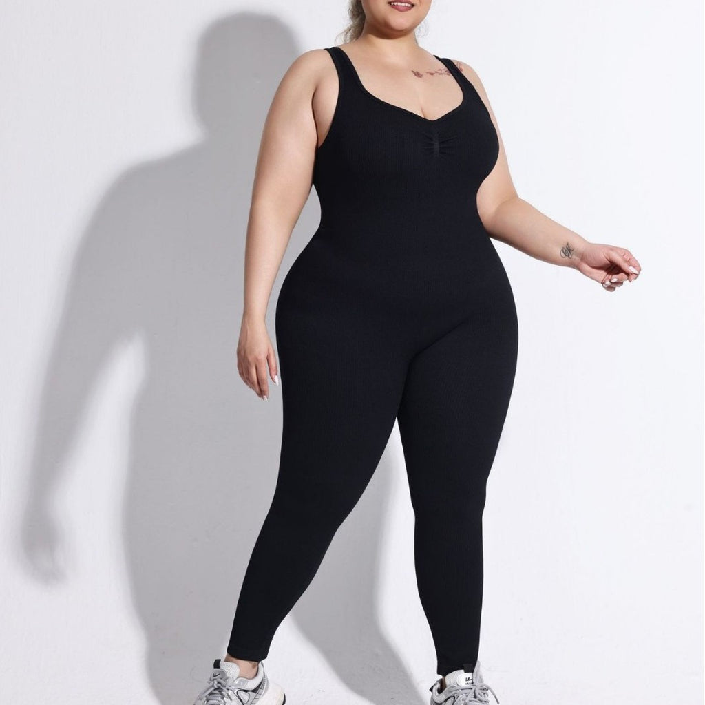 Plus Size Backless Thick Ribbed Jumpsuit for Women