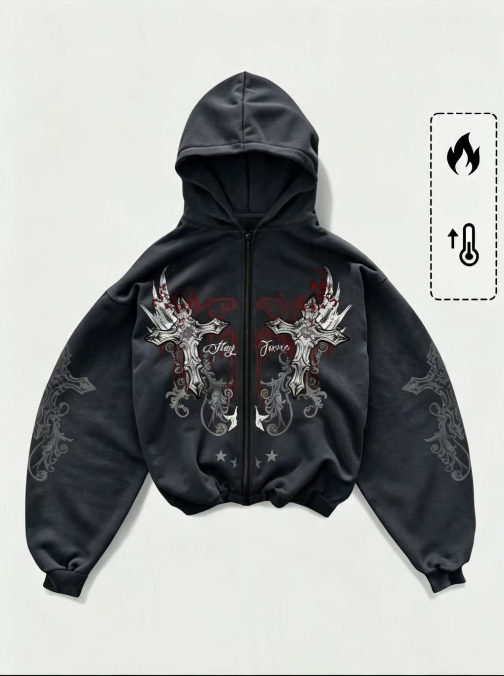 Gothic 3D Printed Hooded Sweatshirt