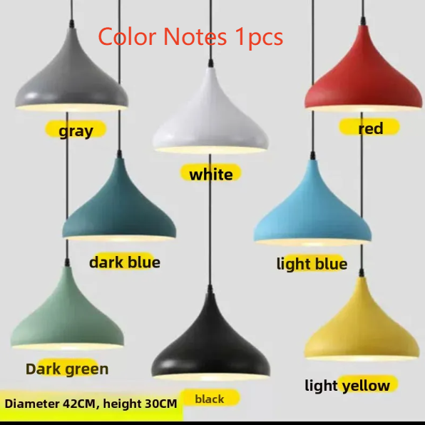 Single Head Hanging Chandelier Aluminum Macaron Color Pendant Light