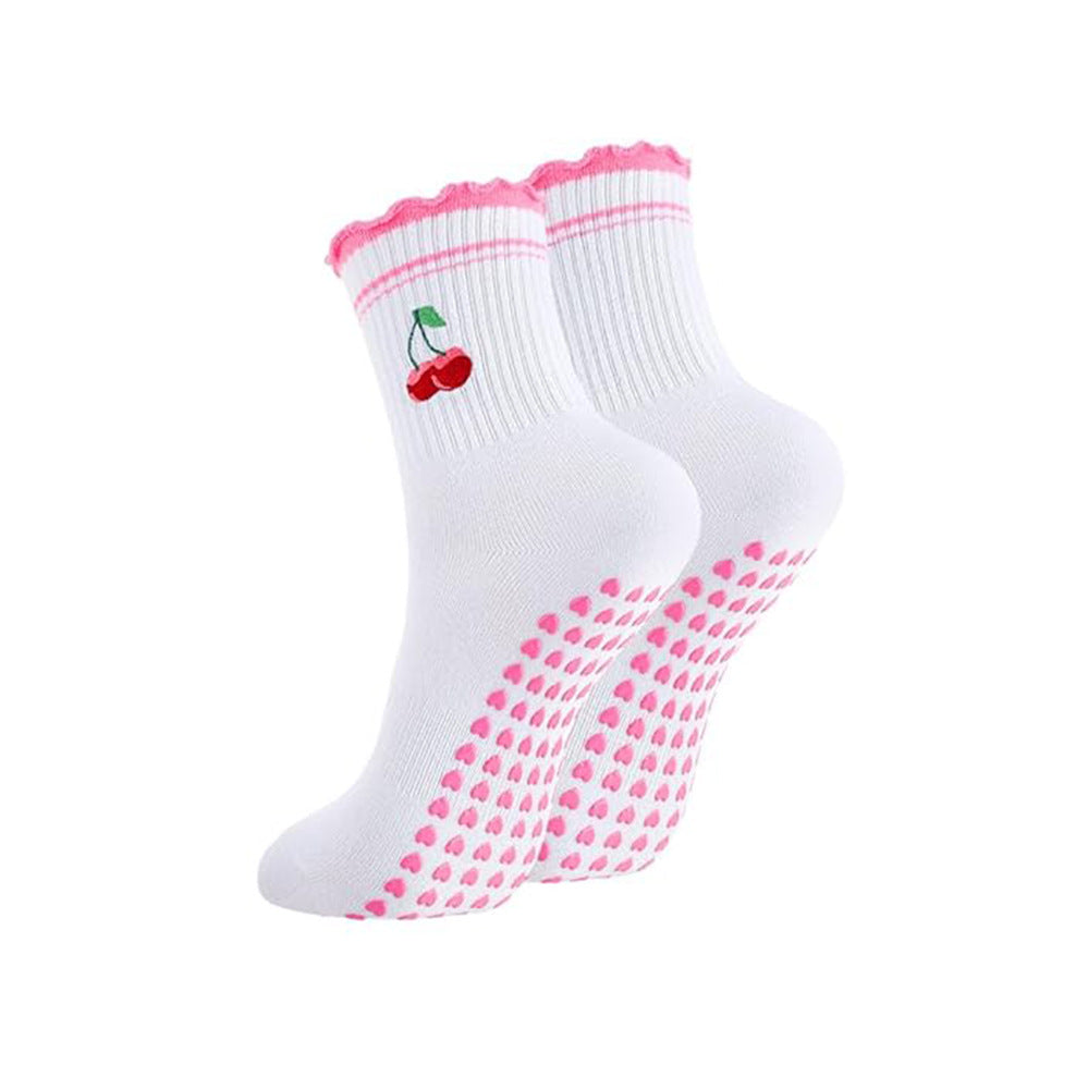 Womens Yoga Socks Anti-Slip Fitness Mid-Tube Socks