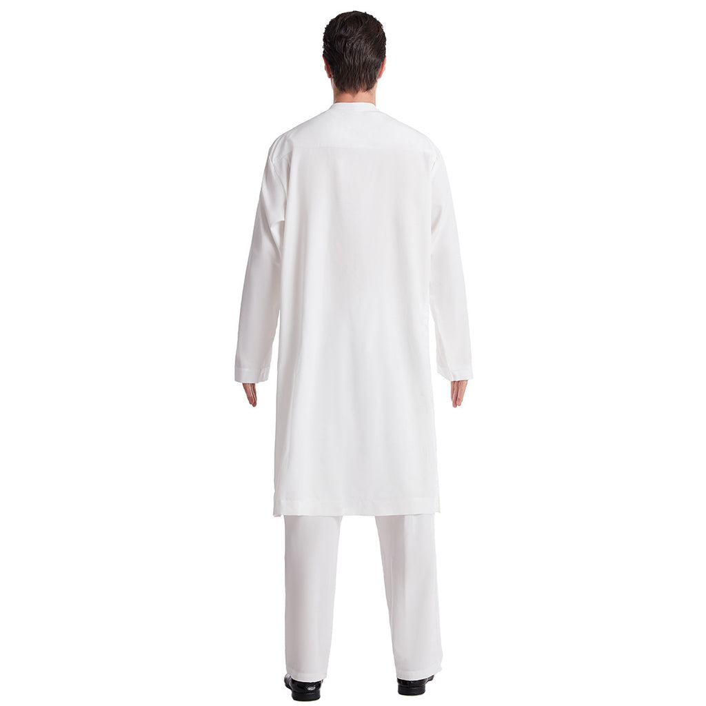 Button-down round-neck long shirt set teemdrop