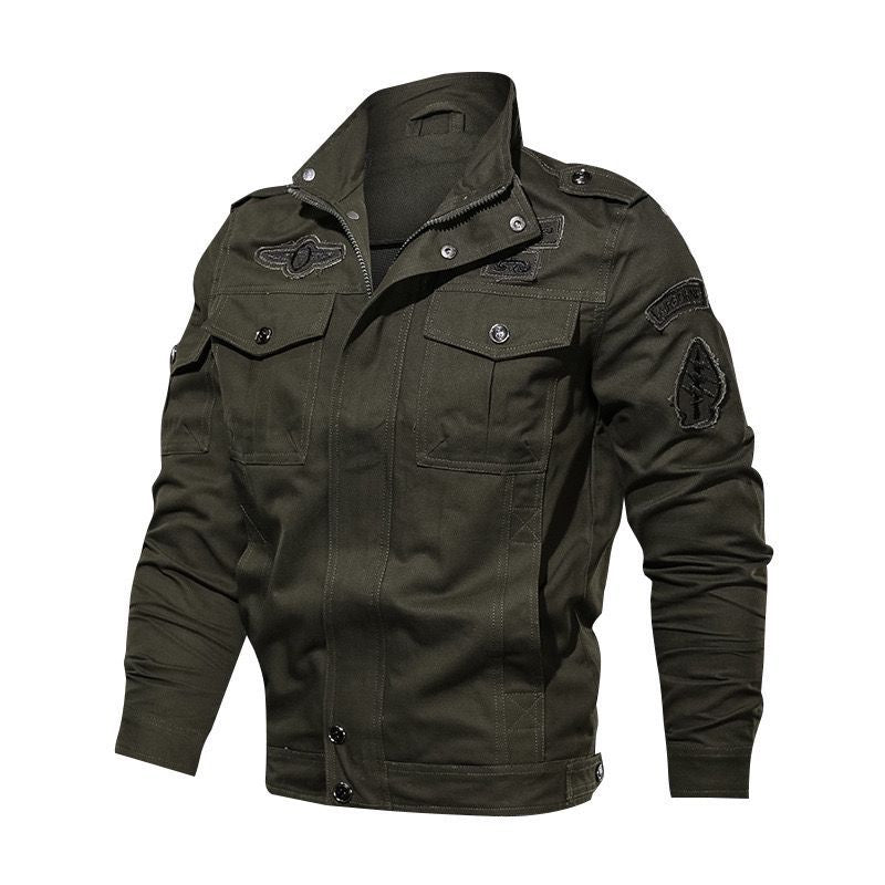 Mens Slim Fit Casual Stand Collar Cotton Jacket With Zipper teemdrop