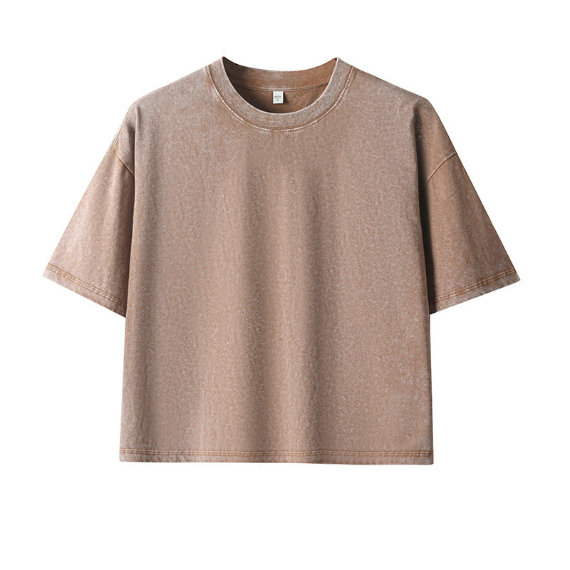Pure Cotton Cropped Drop Shoulder Short Sleeve T-Shirt teemdrop