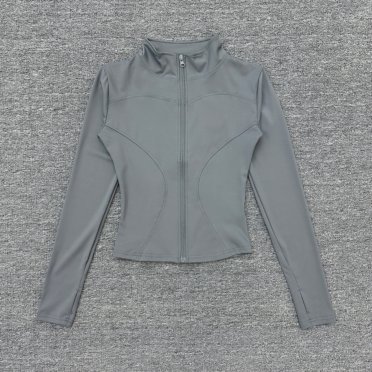Womens Stand Collar Sports Jacket with Thumb Holes
