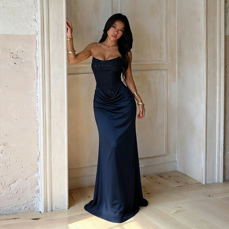 Women's Sleeveless V-Neck Off-Shoulder Slim Fit Party Dress teemdrop