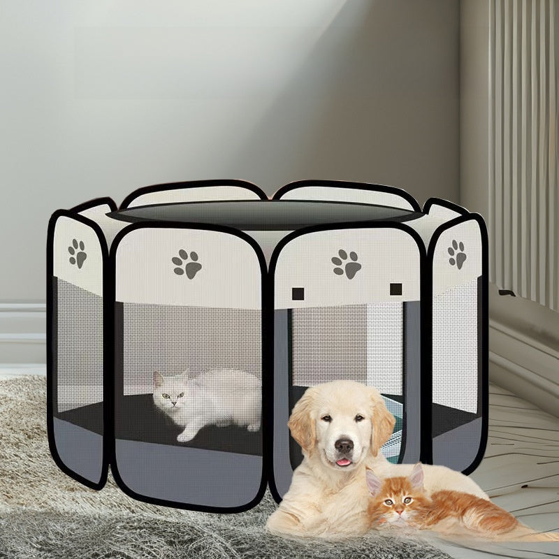 Foldable Octagonal Oxford Pet Playpen Tent Indoor Cat Dog House Bed teemdrop