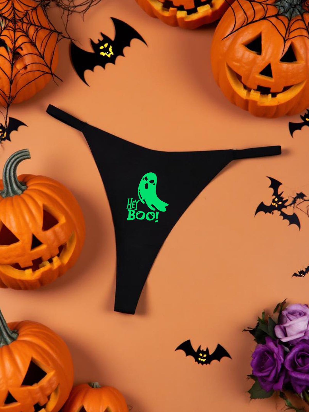 Halloween Printed Ladies Thong V-Shape Waist Quick-Dry