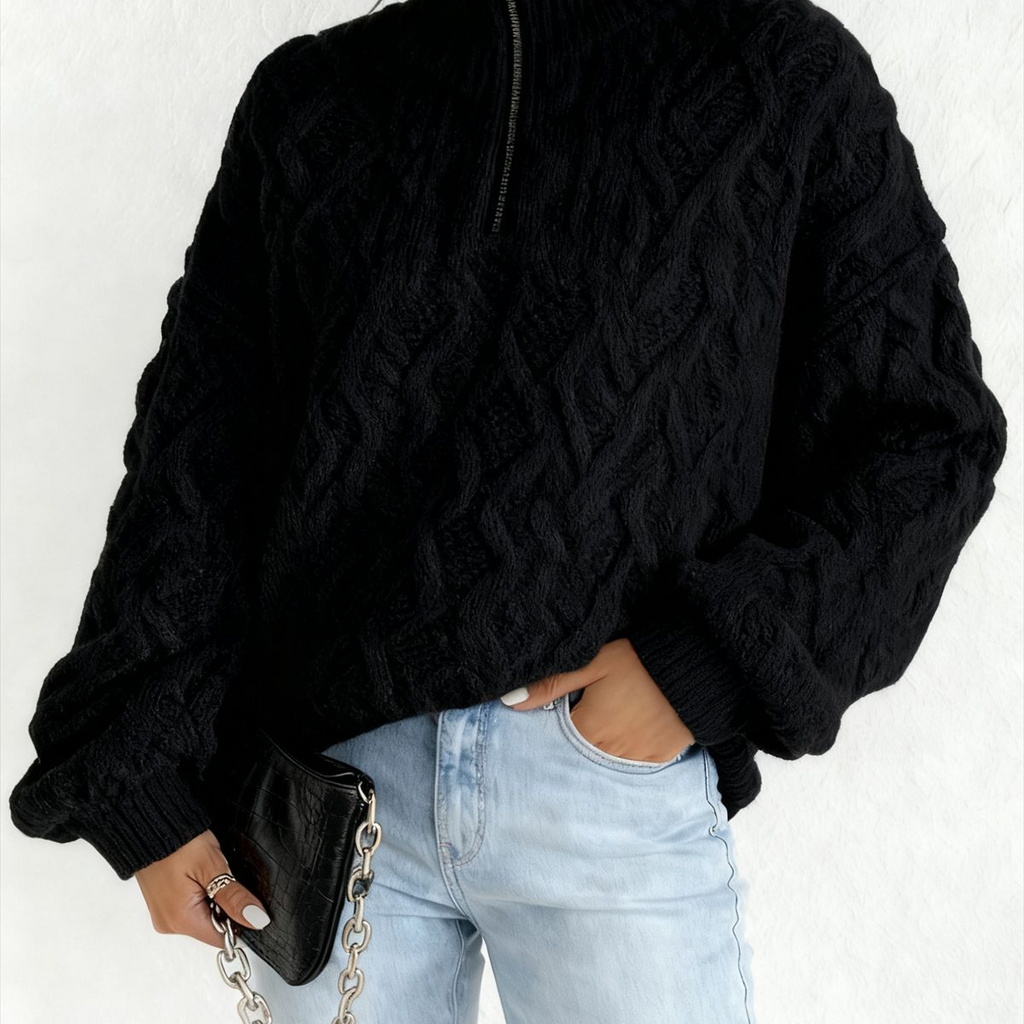 Women's Double-Sided Plush Flower Casual Zipper Pullover Top teemdrop