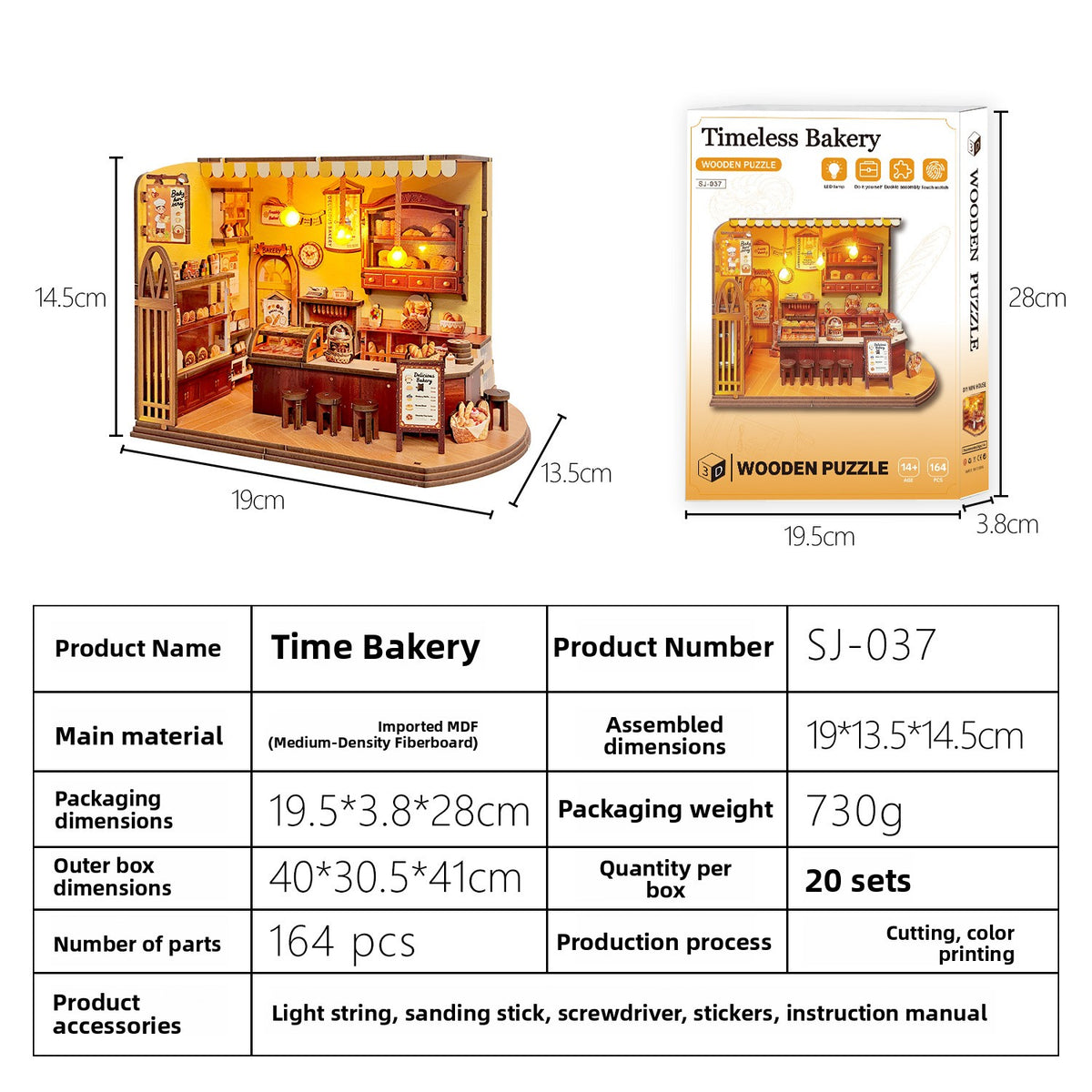 DIY Wooden Miniature House 3D Puzzle Model Building Kit with LED Light teemdrop