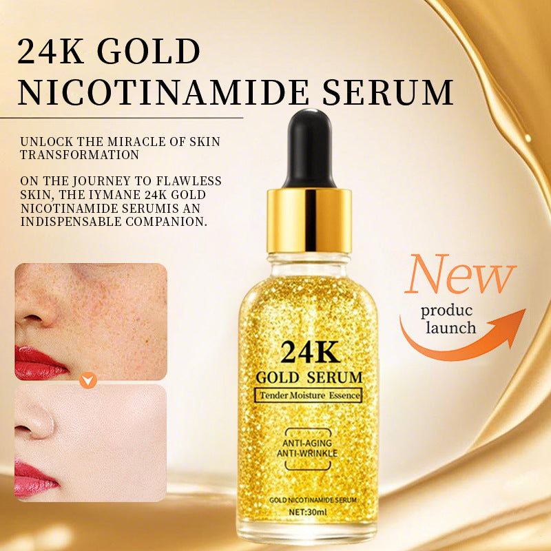 24K Gold Nicotinamide Hyaluronic Acid Essence Liquid Refines Pores and Brightens Skin 30ml teemdrop