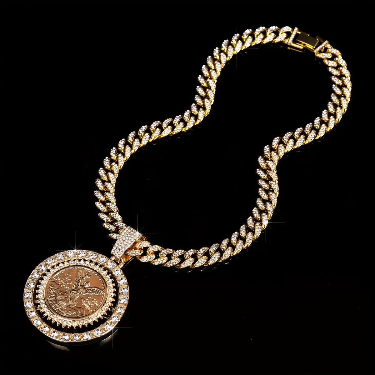 Rhinestone Pendant Necklace Hip-Hop Style