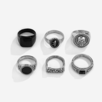 Men's Fashion Alloy Rings Set