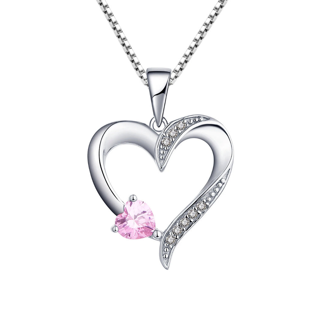 S925 pure silver heart-shaped pendant cross chain necklace
