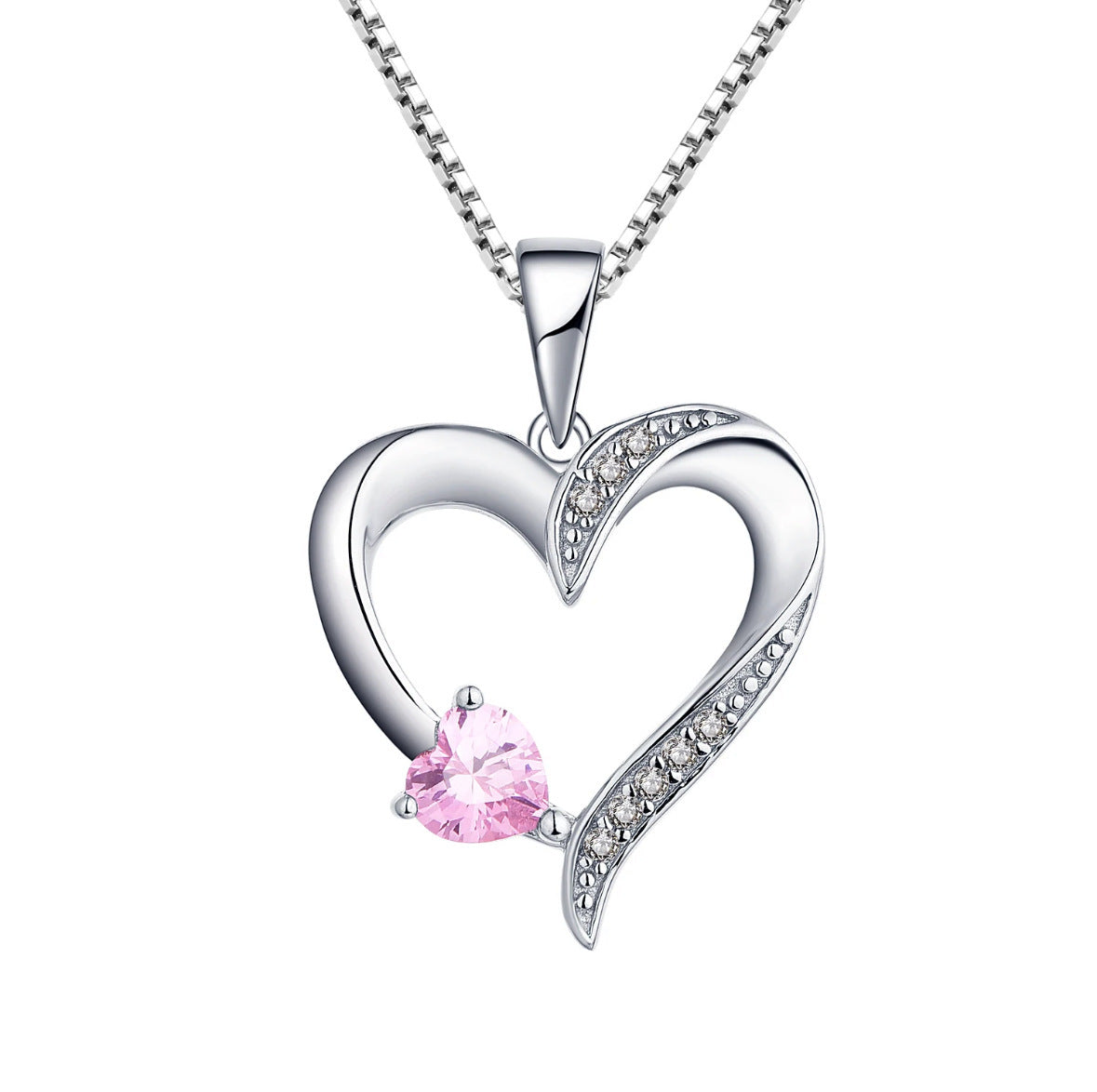 S925 pure silver heart-shaped pendant cross chain necklace