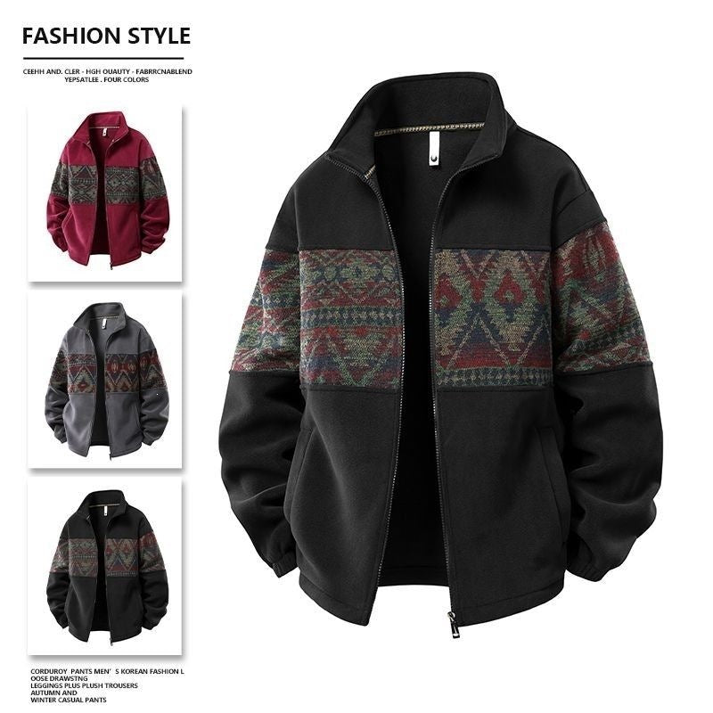 Men's Winter Fleece-Lined Rabbit Fur Hooded Pullover Sweatshirt