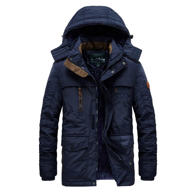 Men's Vintage Washed Fleece-Lined Thickened Cotton Casual Jacket teemdrop